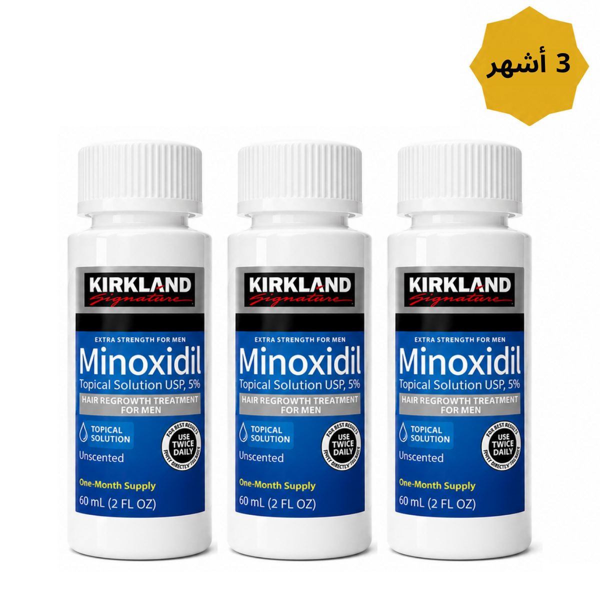 Lotion Kirkland 5 % pour hommes, 3 mois d'utilisation